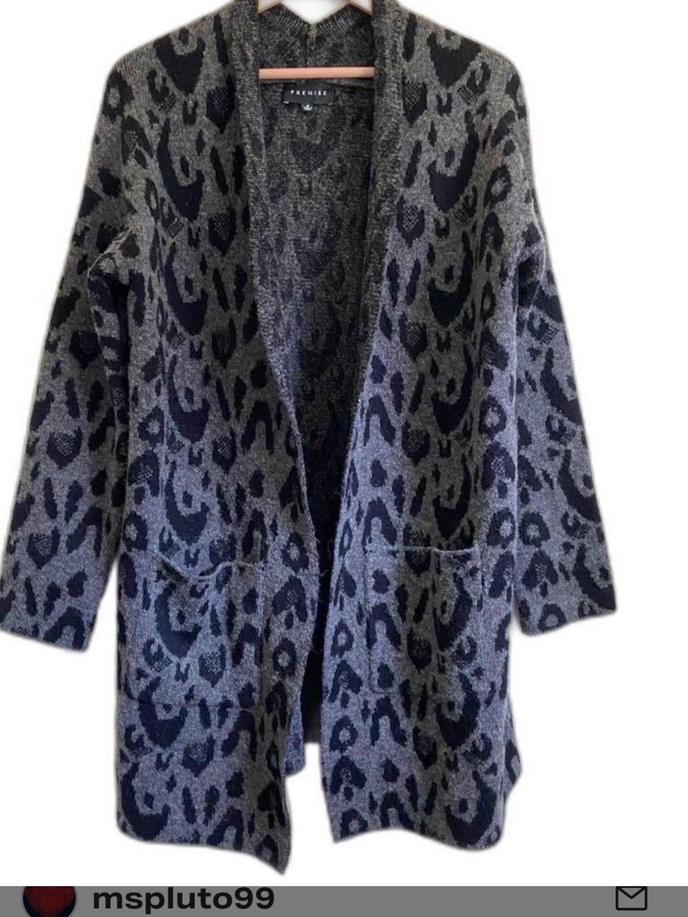 Premise Gray and Black Leopard Open Cardigan, day and night SZL Excellent shape